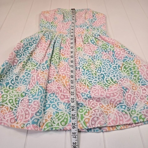 Lilly Pulitzer Lottie Salisbury Lace Rainbow Dress‎ Women's SIZE 0 Strapless - Picture 9 of 9